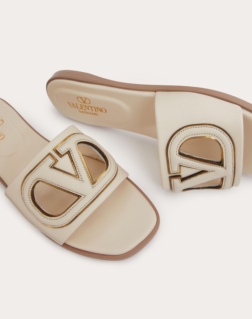 VLOGO CUT-OUT CALFSKIN SLIDE SANDAL - Image 2